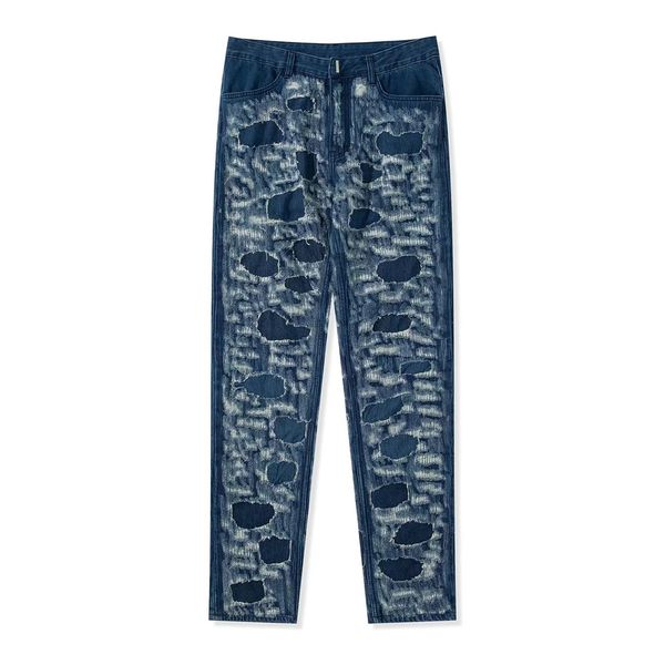 

2023 fall mens distressed ripped skinny great designer jeans ~ us size 30-36 jeans ~ quality slim motorcycle moto biker causal denim pants, Blue