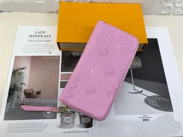 

zippy designer wallet long leather coin purse for men women old flower fashion delicate classic black blue brown pink bags designer women ba, Red;black