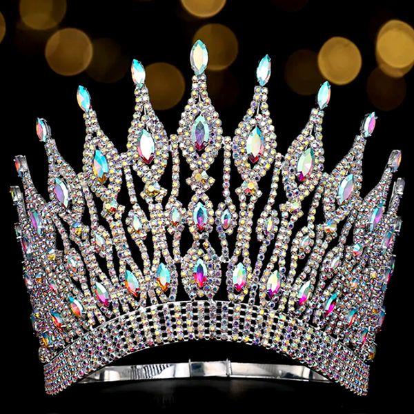 

wedding hair jewelry levery big european bride wedding crown gorgeous crystal large round queen crown wedding hair accessories 230816, Slivery;golden