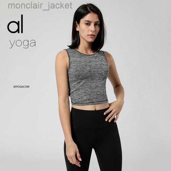

desginer alos yoga t shirt originsummer new sport running shockproof elastic sleeveless tank high intensity sports cover for women, White