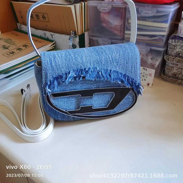 

designer handbag deisel bag super denim blue dingdang bag fashion underarm bag one shoulder oblique straddle handbag versatile disel 2023