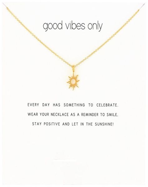 

chian choker necklaces with card gold silver sunshine pendant necklace for fashion women jewelry good vibes only9219407