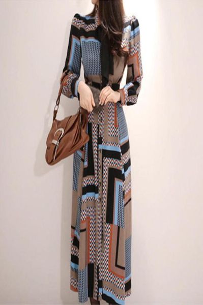 

2020 fashion work style women comfortable chiffon print long aline dress new arrival temperament elegant beach party dress jh011848322, Black;gray