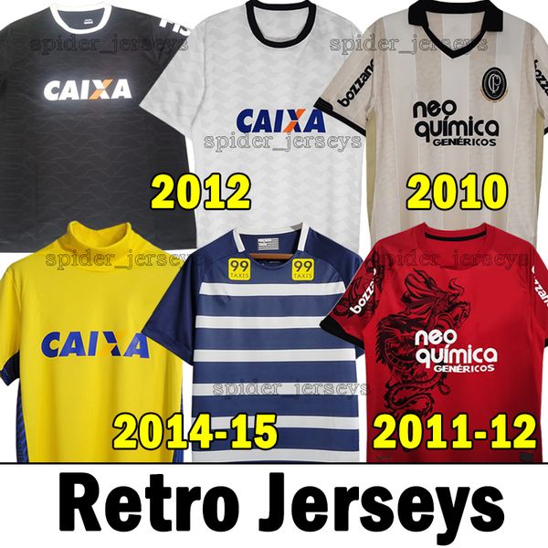 

corinthian soccer jerseys retro 100th anniversary paulista 2011 12 home white men uniforms corinthian classic 2014 15 football shirts, Black;yellow