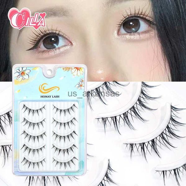 

false eyelashes 5pairs natural manga lashes soft false eyelashes invisible band eyelashes extension korean fashion daily dating make up lash