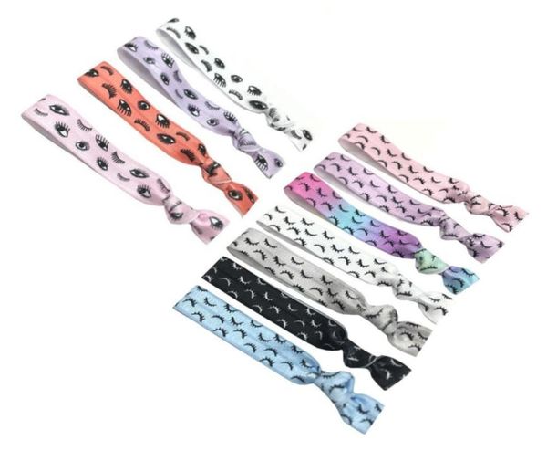 

11 colors 200 pcslot good eyelashes printed knotted hair tie elastic rubber band wristband girls ponytail holder bracelet93329858095731, Pink