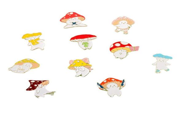 

cute mushroom kawaii cartoon brooches pin for women fashion dress coat shirt demin metal funny brooch pins badges backpack gift je1558097, Gray