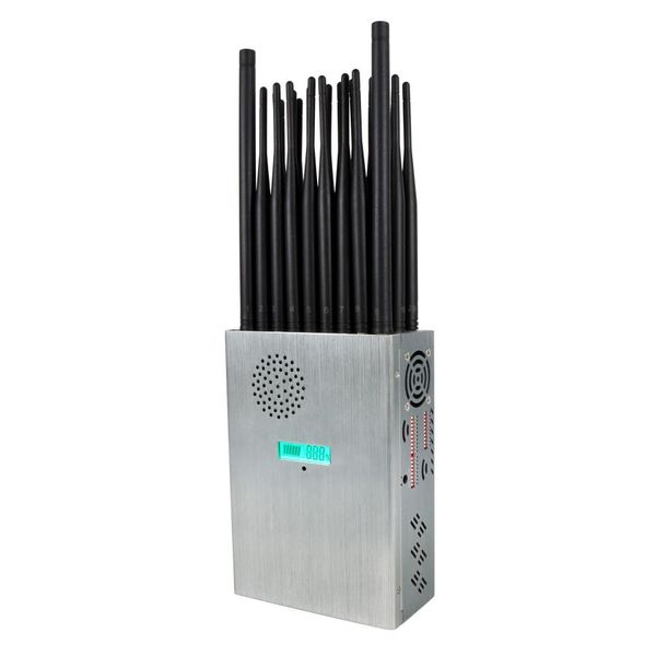 

new handheld 28 bands fm radio wi-fi6e wi-fi2.4g wi-fi5g cdma gsm 3g 4g 5g cell phone signal jamm er,, Silver