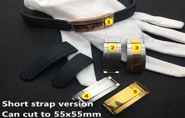 

black shortest 20mm silicone rubber watchband watch band for role strap gmt oysterflex bracelet tool236n3143010, Black;brown