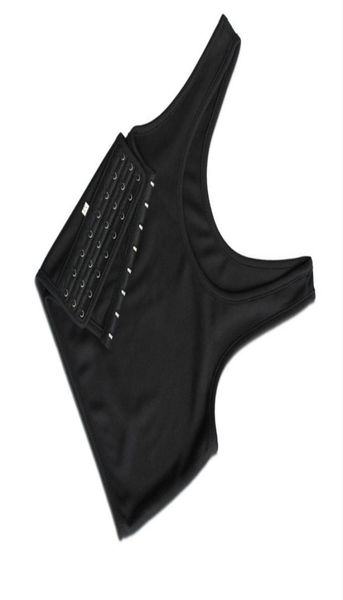 

casual breathable buckle short chest breast binder vest chest binder underwear tank bandage breathable side hook4617528, Black;white