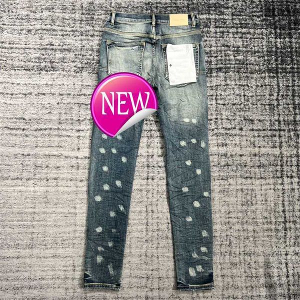 

purple jeans mens trend brand designer pants ripped straight regular loose washed old long hole stack pant designer jeans ksubi jeans vx1s, Blue