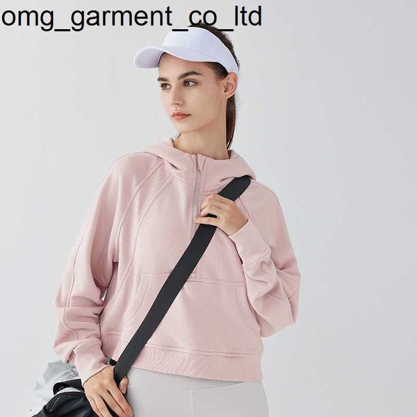 

2023 sports coat women's half zipper hoodie sweater loose versatile casual baseball suit running fitness yoga gym clothes jacket lulule, Black