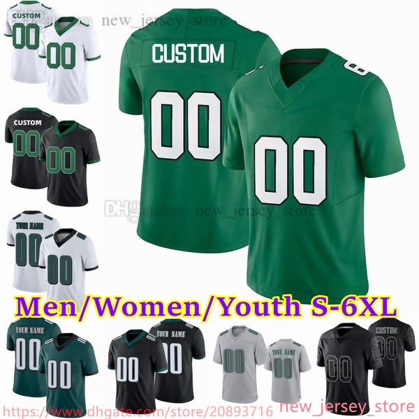 

custom s-6xl diy 1 jalen hurt football jersey a.j. brown devonta smith haason reddick jason kelce darius slay jr lane johnson mailata goeder, Black