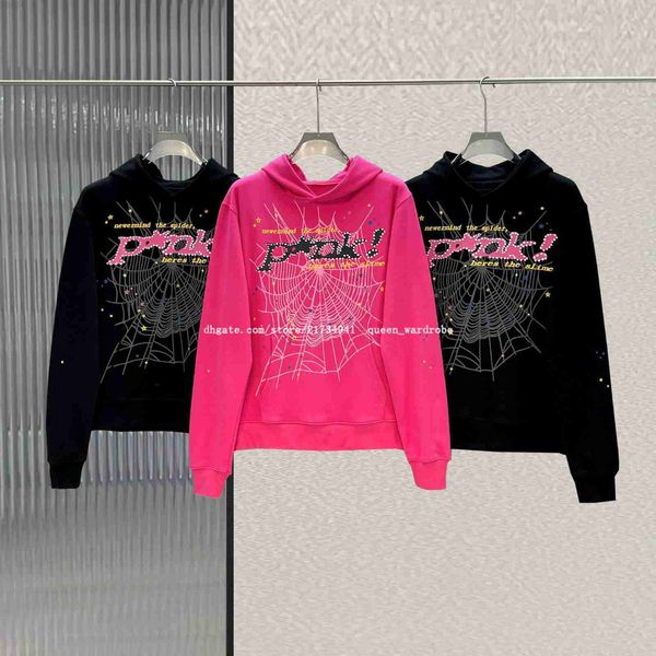 

men's hoodies sweatshirts pink mens sp5der 555 spider hoodie designer men puff print hoody young thug pullover nevermind the heres slim, Black
