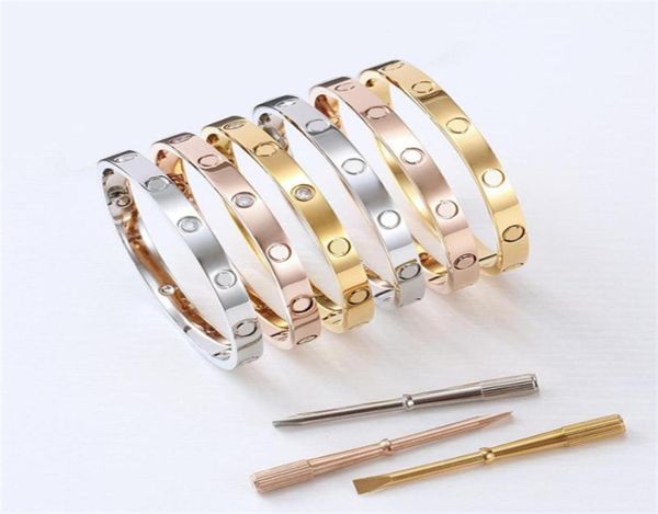 

fashion men bracelet designer jewlery women bangle gold silver rose titanium steel diamond nail screwdriver screw bangles w7764900, Black