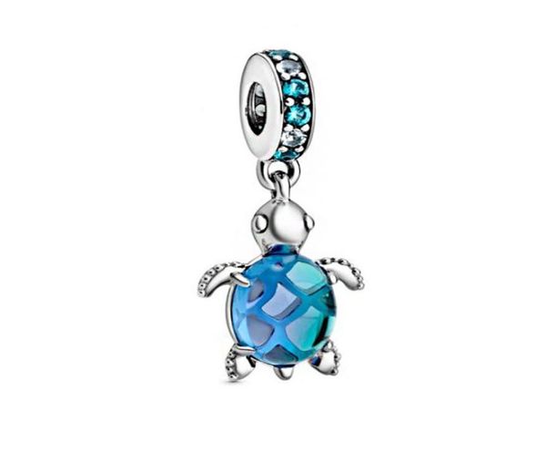 

2020 summer new 925 sterling silver moments murano glass sea turtle dangle charms fit brand beads bracelets women diy 3497591, Bronze;silver