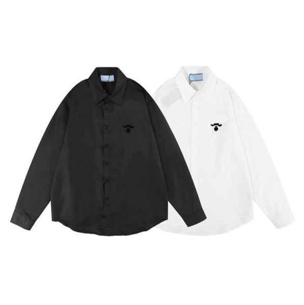 

2022 new men women casual shirts fashion turndown collar buttoned shirt autumn long sleeve cardigan streetwear75070831283568, White;black