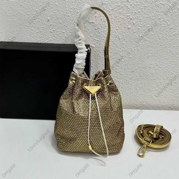 

bag women's imitation crystal decoration satin mini handbag full diamond handbag one shoulder crossbody bag water bucket bag 23bags