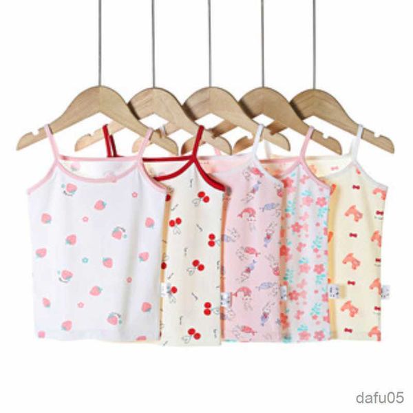 

tank girls sleeveless t-shirts kids full print vest 2 to 12y children's underwear camisole singlets 2023 summer teens tank r230817, Blue