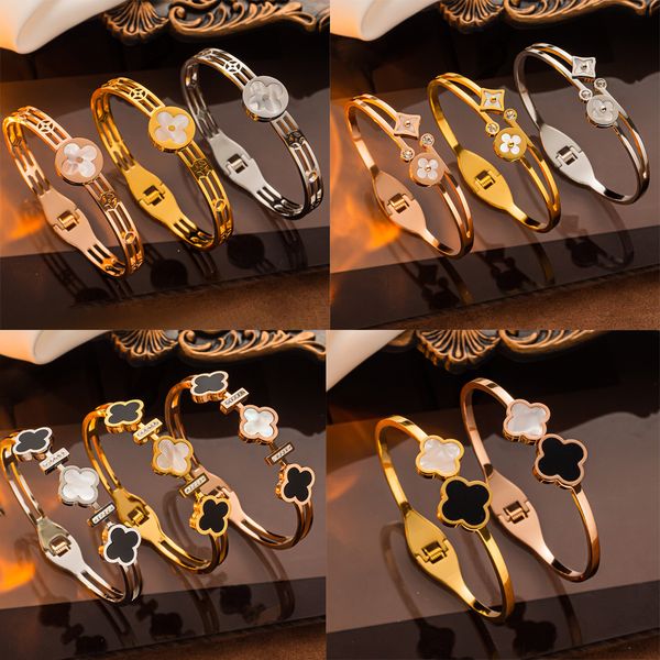 

gold plated designer fashion four leaf clover bracelet mens bangle women brand elegant diamond bracelets jewelry, Golden;silver