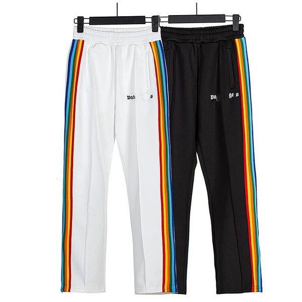 

plam rainbow casual straight pants with side stripe retro sportswear ange, Black