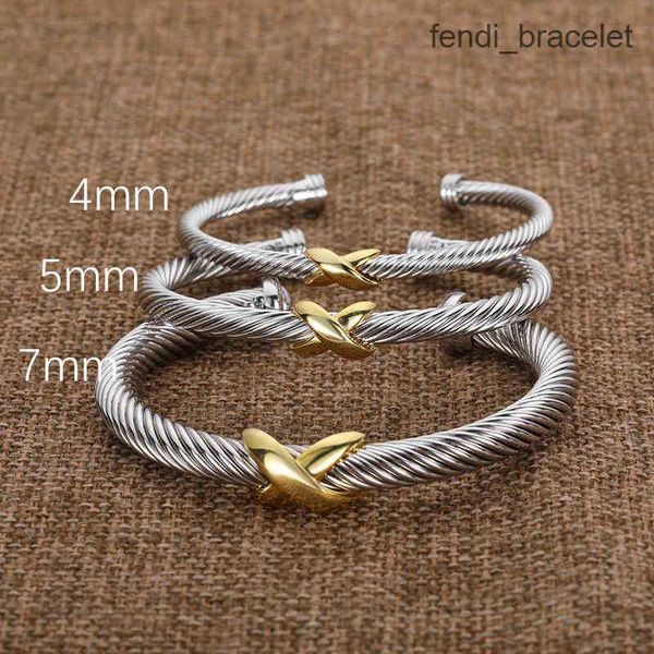 

designer fashion jewelry twisted x bracelet gold charm sliver 925 sterling silver bracelets braided cross bangle diamond zircon luxury birth, Golden;silver