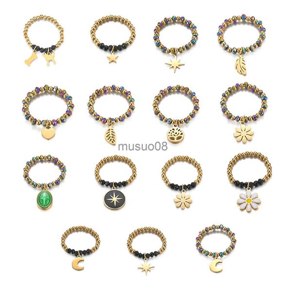 

band rings 304 stainless steel stone elastic stretch bead stackable rings gold color wing heart with pendant 19.8mm(us size 10) 1 piece j230, Silver