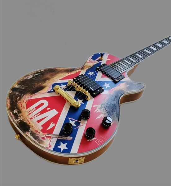 

vintage beautiful electric guitar two pickups rose wood fingerboard mahogany wood body made in china