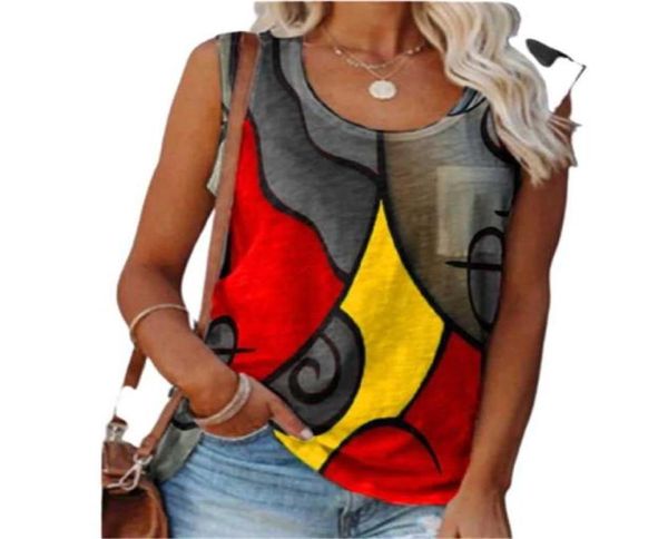

women streetwear round neck vest tshirt tee summer casual sleeveless printed plus size ladies loose soft 2021 women0392844420, White