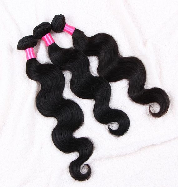 

3pcs 100g brazilian color 1 black human hair weave bundles peruvian malaysian cambodian body wave jet black hair extensions5618577