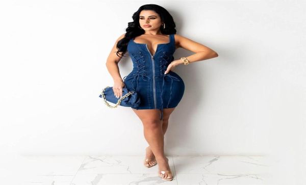 

casual dresses dress street clothes s2xl 2021 summer woman zipper denim fashion slim sleeveless jeans1533988, Black;gray