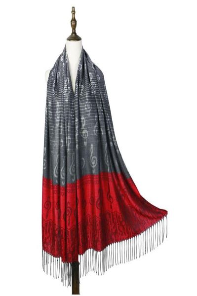 

others apparel musical note printed scarf air conditioner tassel jacquard retro fashion music wind party clothing accessories7660371, Black;white