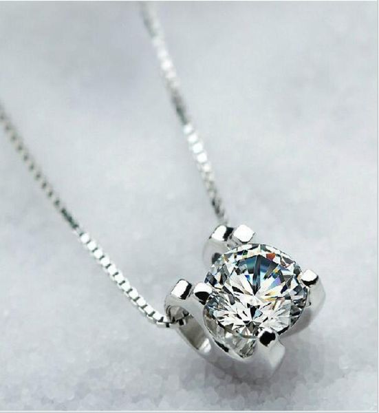 

brand jewelry white sapphire stone cubic zirconia pendant 925 silver necklace for women 4466633