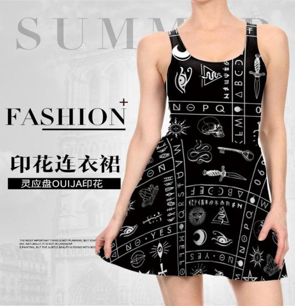 

realfine summer dress tly1134 ouija fashion sleeveless printing casual dresses for women size sxl6922255, Black;gray