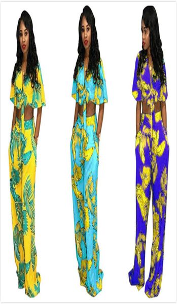 

women floral print two piece woman set outfits ladies crop short sleeve pants suits slim casual women clothes sets summer7499893, Gray