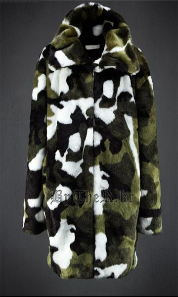 

fashionnew fashion men039s faux fur coat camouflage warm rabbit warm jacket mens winter leather jackets lapel1223905, Black