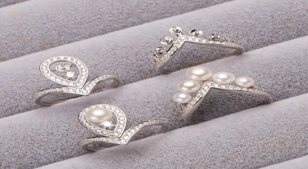 

designer rings pearl ring settings s925 sterling silver rings settings diy ring for women combination ring fine jewelry settings g9947162, Slivery;crystal