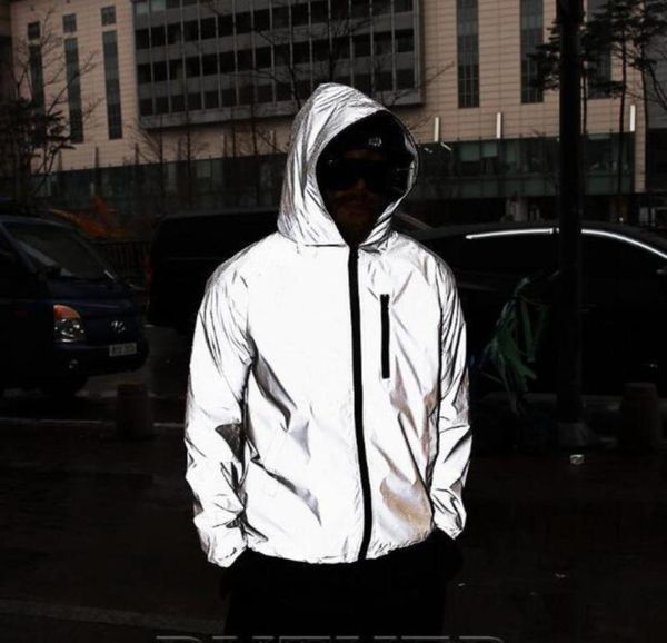 

mens and womens jacket reflective jacket night glowing men and women bomber jacket windbreaker hooded streetwear y2001017393265, Black;brown