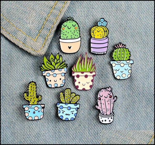 

pins brooches jewelry cartoon cactus brooch cute mini plant pot enamel women denim jackets lapel pins hat badges kid badge drop de5376511, Gray