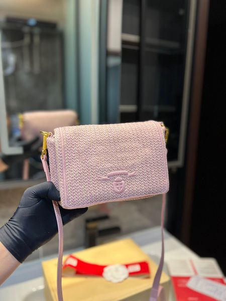 

wallets for women designer fashion brand logo 5 colors straw woven lady shoulder bag totes single mini half moon hand bag mirror handbag, Red;black