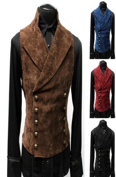 

suede mens suit vest slim fit leisure male gentleman waistcoat for wedding sleeveless formal business double breasted jacket 201104800991, Black;white