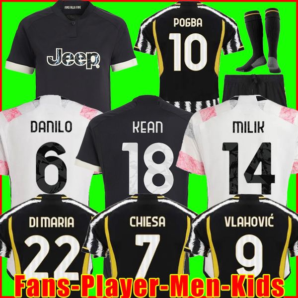

pogba soccer jerseys 23 24 vlahovic danilo milik kean chiesa mckennie locatelli juventu fans player version 2023 2024 football shirt men kid, Black;yellow