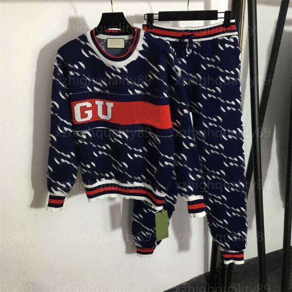 

sweatpants sweatshirt set tracksuit women clothes letter stripe crew neck pullover knit sweatshirt casual trousers 2 piece set womens tracks, Gray