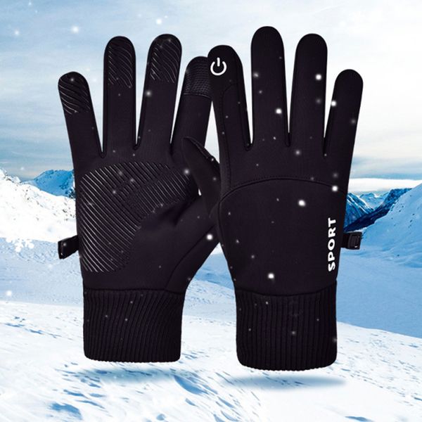 

five fingers gloves men winter waterproof cycling outdoor sports running motorcycle ski touch screen fleece nonslip warm full 230816, Blue;gray