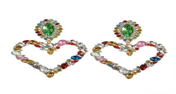 

dominated exaggerated fashion with full crystal heart shape dangle earrings contracted joker long women drop earrings jewelry5520362, Silver
