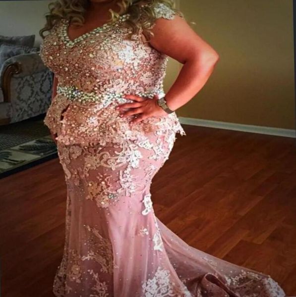 

pink beaded pearls plus size evening dresses mermaid 2018 v neck appliques prom dresses long sequins sweep train formal party2803063, Black;red