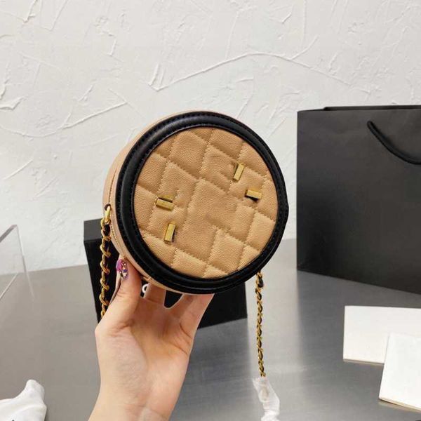 

xiangjia leisure small flavor rhombic chain bag cow skin round cake bag versatile crossbody women's bag 23bags