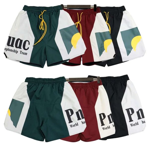 

men's shorts summer new sunset letter printing color block sports shorts casual trend men's beach pants running sports inner layer, White;black