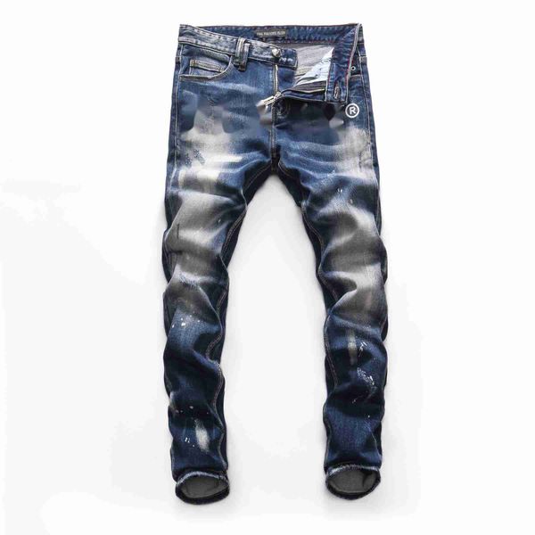 

pink paradise classic fashion man jeans rock moto mens casual design ripped distressed skinny denim biker eans, Blue