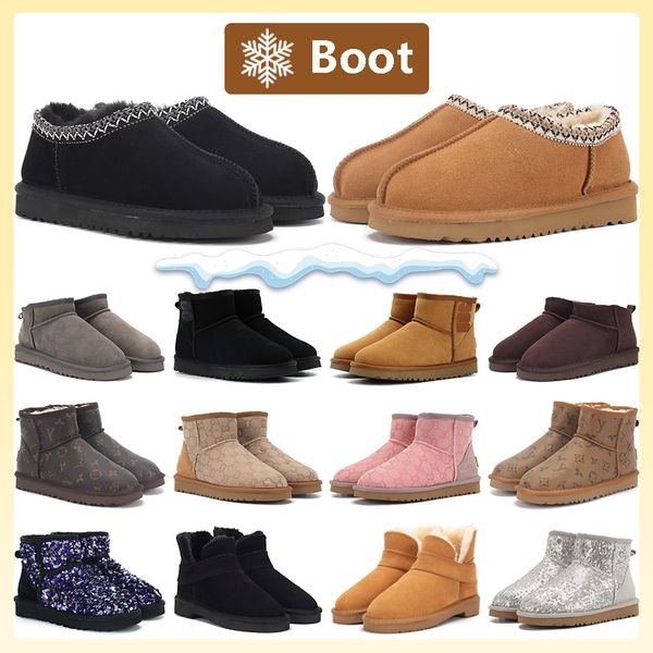 

tasman slipper women australia boots winter fur slides ankle snow boot uggse slippers classic mini ankle half knee black pink red grey brown